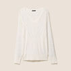 Pull ajust&eacute; col bateau strass ecru femme