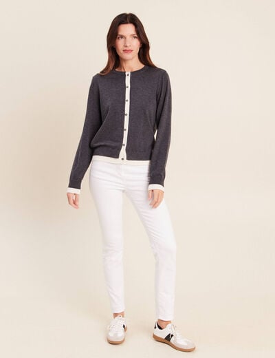 Gilet 2 en 1 col rond gris clair femme