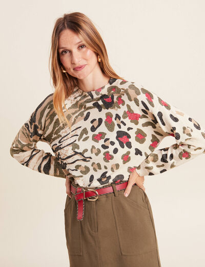 Pull manches longues vert kaki femme