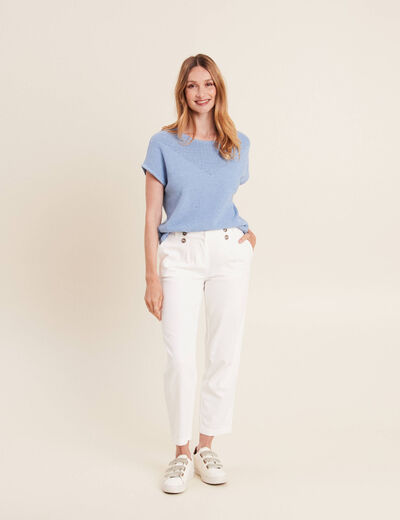 Pull manches courtes bleu femme