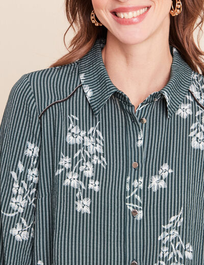Chemise fluide manches longues vert femme