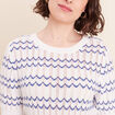 Pull col rond manches courtes bleu femme