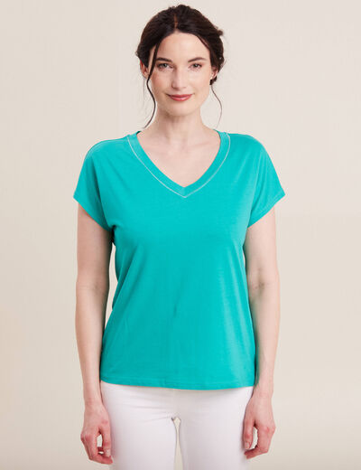 T-shirt manches courtes vert turquoise femme