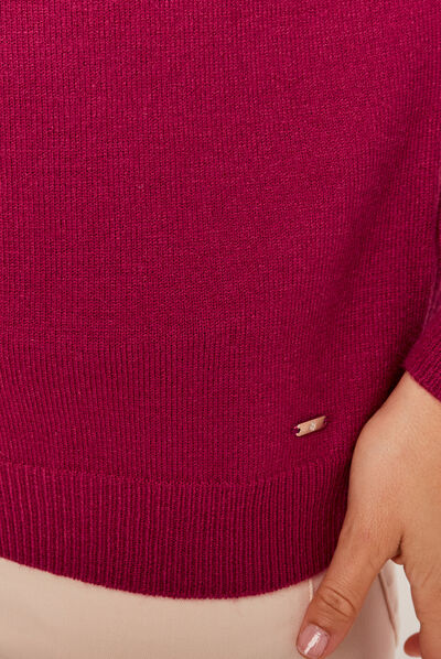 Pull manches longues rose fushia femme