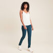 Jean magique ajusté taille standard bleu canard femme