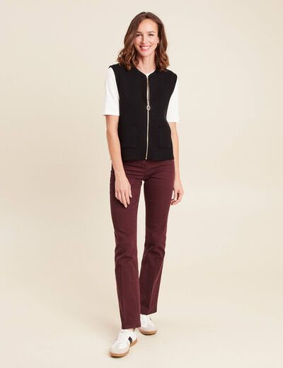 Gilet droit court sans manches noir femme