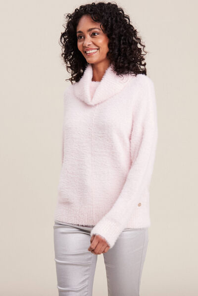 Pull manches longues rose clair femme