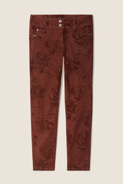 Jean ajusté taille standard orange foncé femme