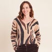 Pull manches longues marron femme