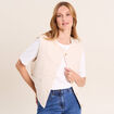 Gilet sans manches doubl&eacute; coton ecru femme