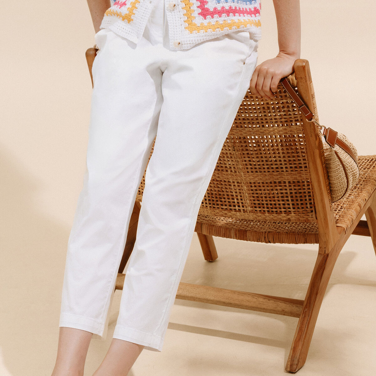 Pantalon mom blanc femme