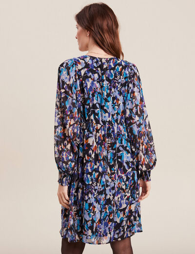 Robe évasée manches longues bleu femme