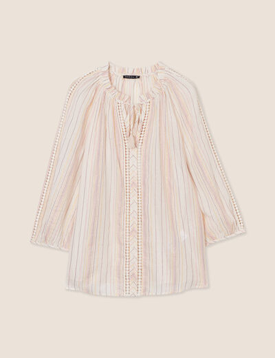 Blouse manches 3/4 rose pastel femme