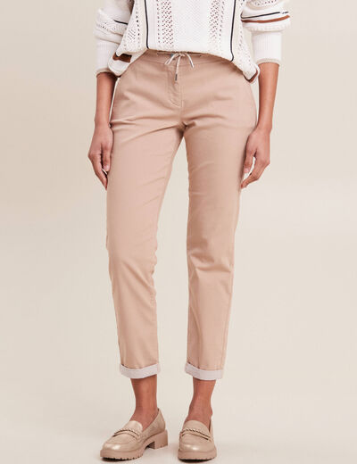 Pantalon coupe chino 7/8ème sable femme