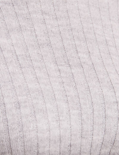 Pull manches longues côtelé gris clair femme