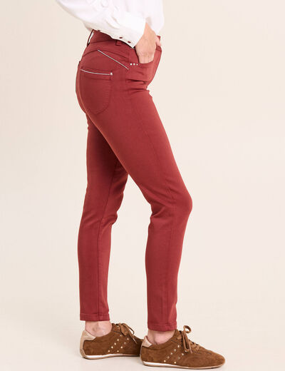 Pantalon coupe ajust&eacute;e taille haute orange fonc&eacute; femme