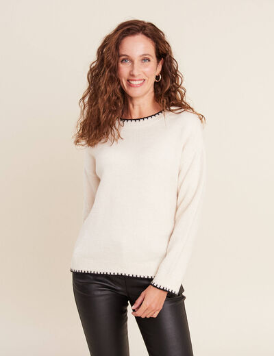 Pull manches longues ecru femme