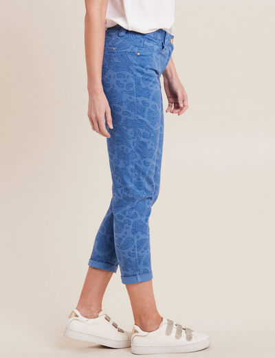 Pantalon droit taille basse bleu femme