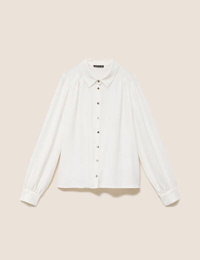 Chemise fluide manches longues ecru femme