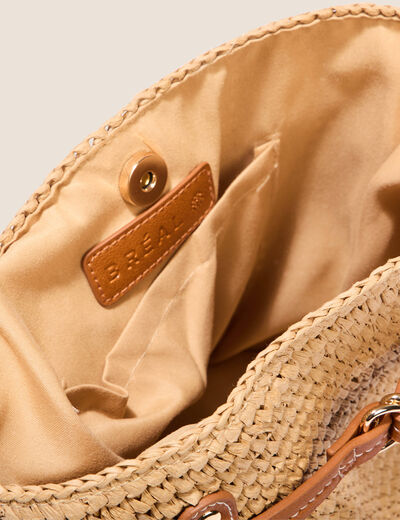 Sac seau paille tressée sable femme