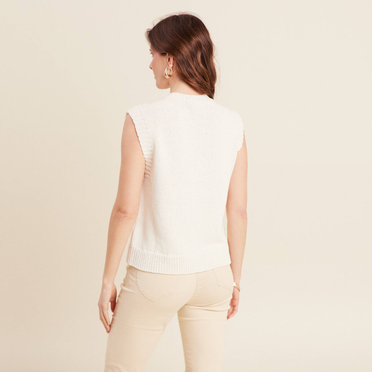Gilet sans manches ecru femme