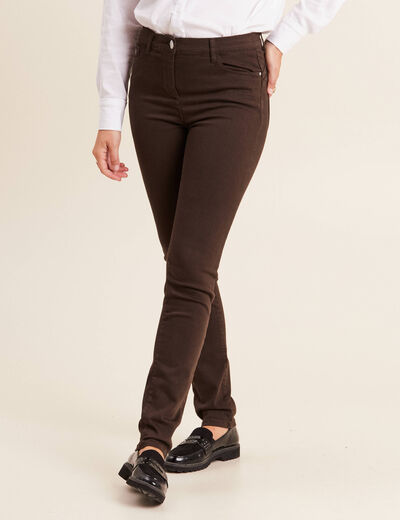 Jean magique L'Unique coupe ajust&eacute;e marron fonc&eacute; femme