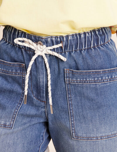 Short relax en jean denim stone femme
