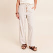 Pantalon large taille haute taupe femme