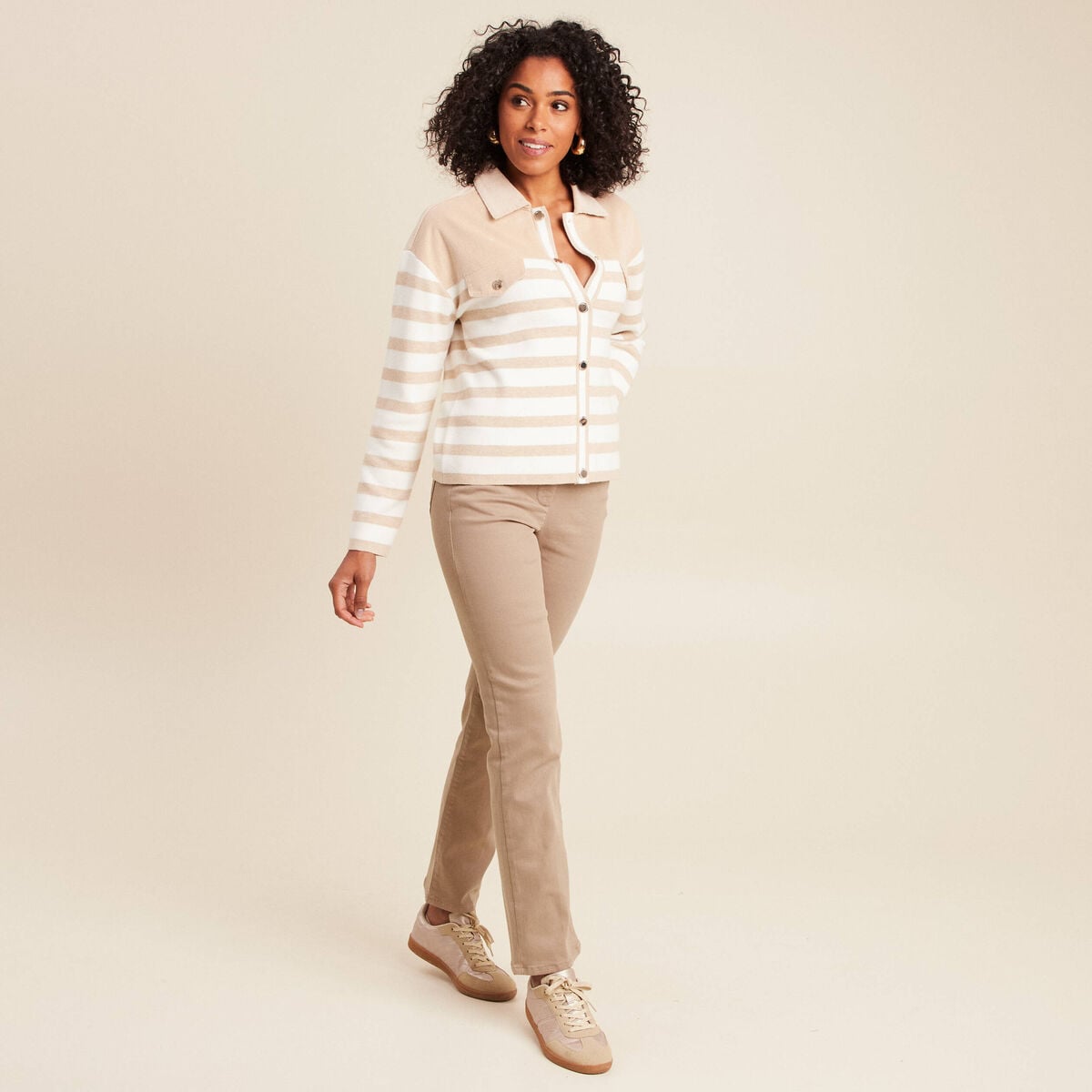 Pantalon magique L'Unique effet brillant taupe femme