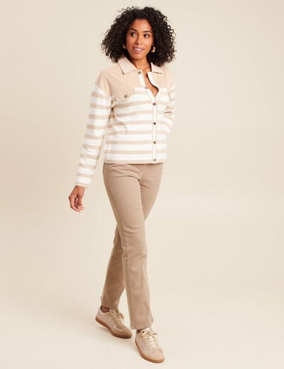 Pantalon magique L'Unique effet brillant taupe femme