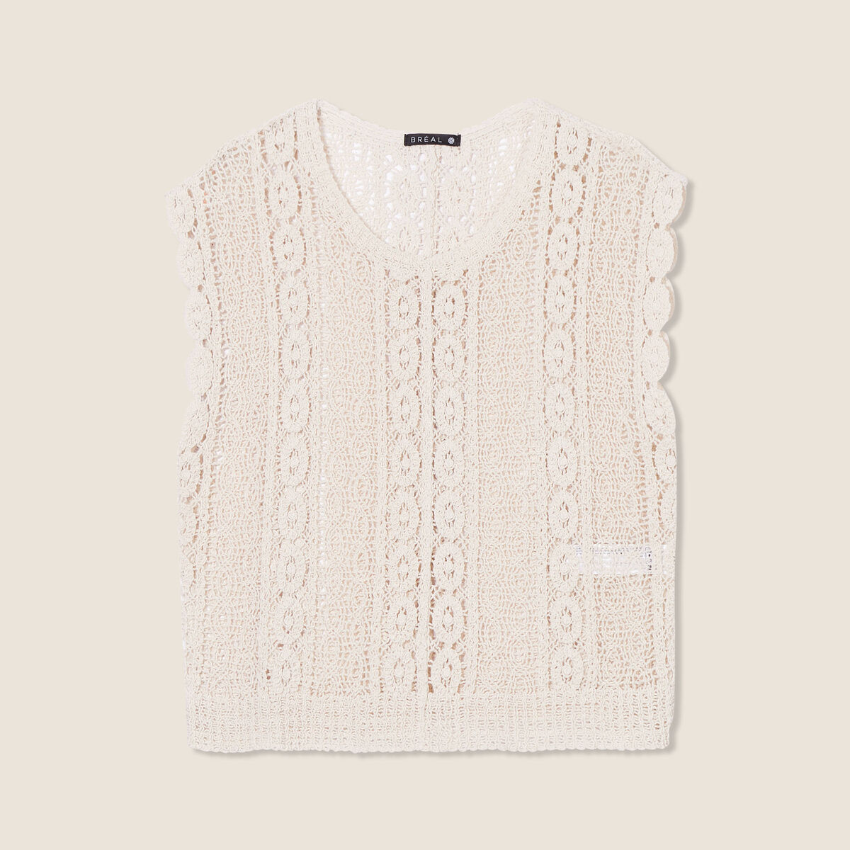 Débardeur macramé ecru femme