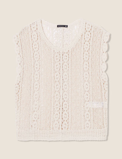 Débardeur macramé ecru femme