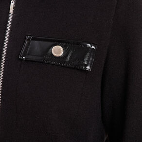 Gilet zippé manches longues noir femme
