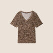 T-shirt col V manches courtes noir femme