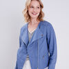 Veste droite zippee bleu femme
