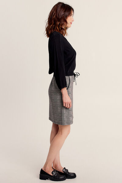 Robe droite effet 2-en-1 gris femme