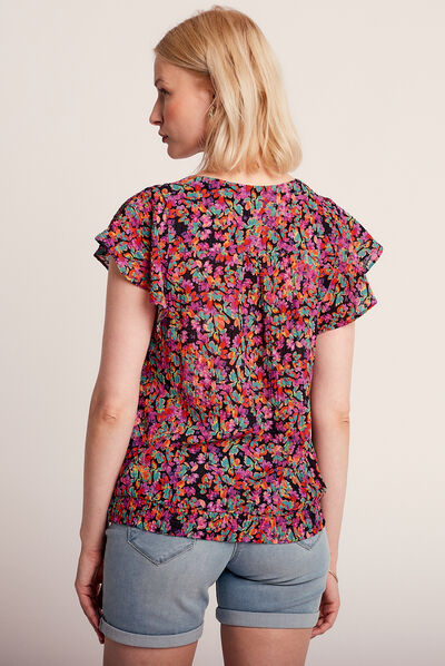 Blouse manches courtes multicolore femme