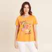 T-shirt manches courtes orange clair femme