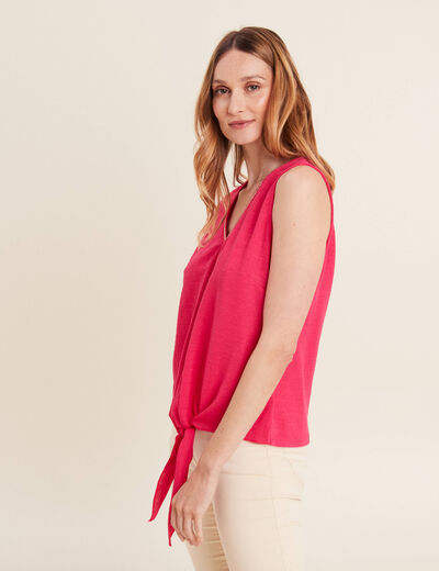 Débardeur sans manches noué rose framboise femme