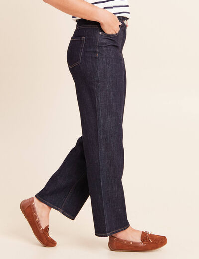 Jean coupe large 7/8&egrave;me taille haute denim brut femme