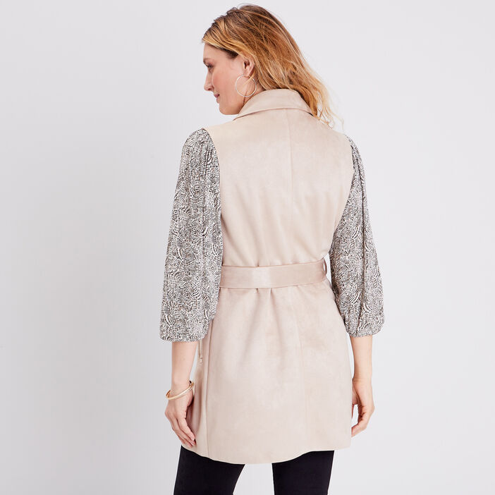 Trench droit sans manches sable femme
