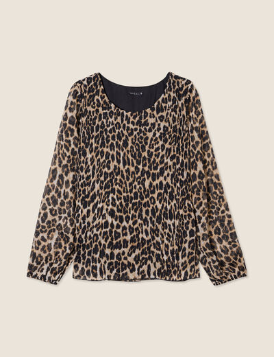 Blouse manches longues plissée creme femme