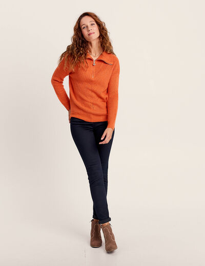 Pull manches longues orange femme