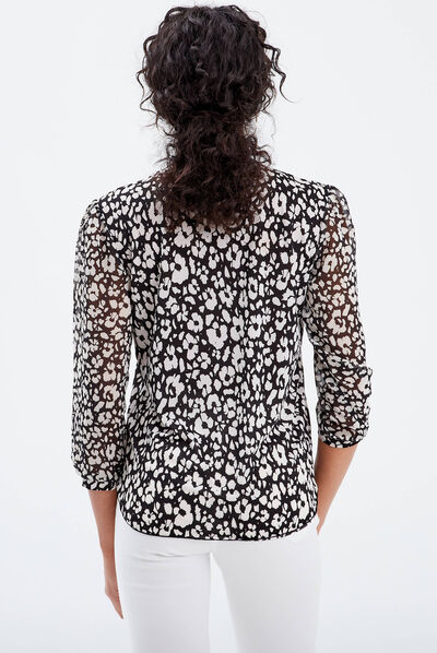 T-shirt manches 3/4 noir femme