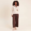 Pull droit manches longues beige femme