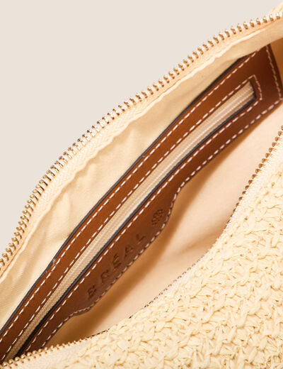 Sac demi-lune tressé ecru femme