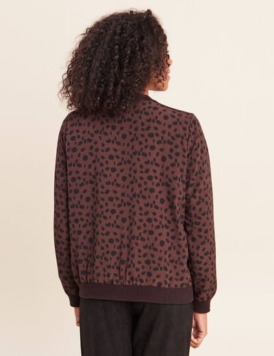 Gilet r&eacute;versible manches longues marron fonc&eacute; femme