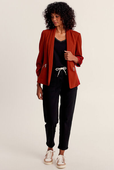Pantalon flou à coulisse vert foncé femme