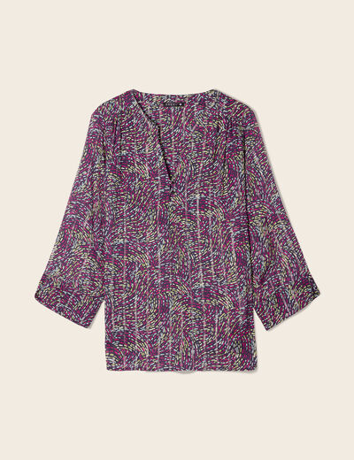 Blouse manches 3/4 multicolore femme