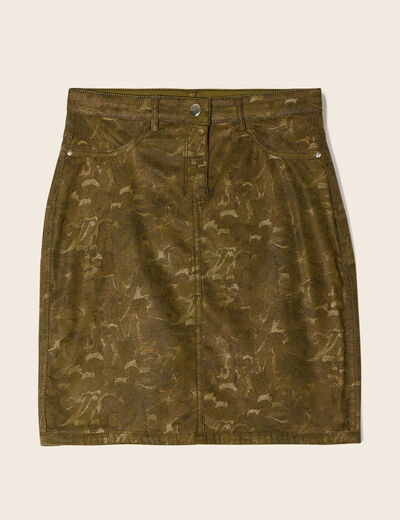 Jupe droite réversible couleur bronze femme